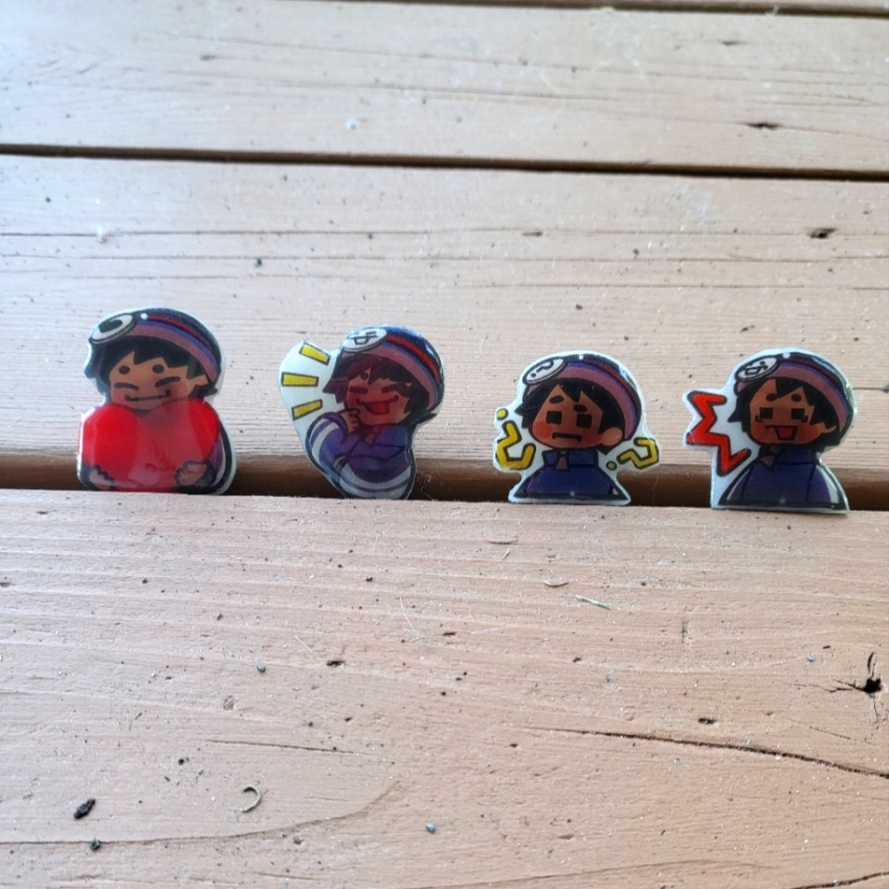 Handmade Resin Rubber Back 4 Piece Pin Set MCYT Quackity Emotes
